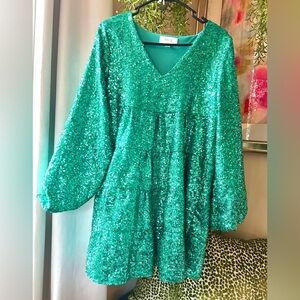 Sequin V-Neck Dress